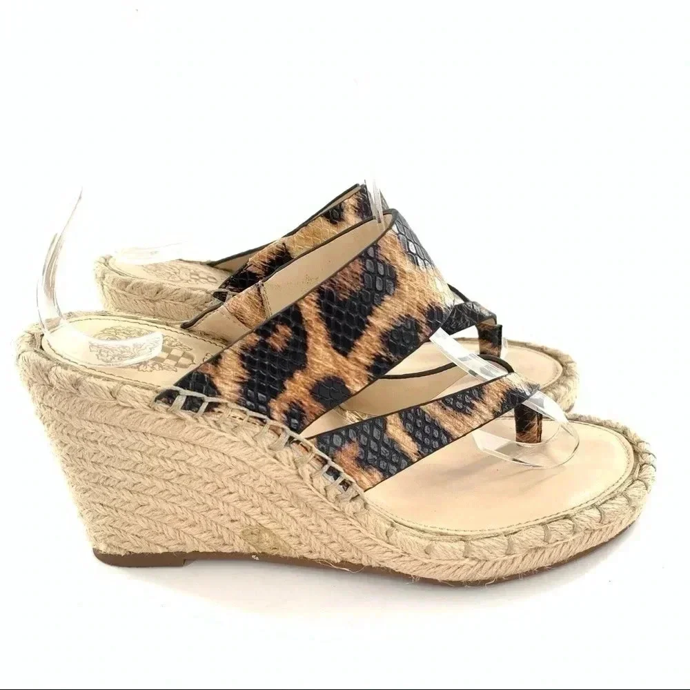 Vince Camuto Lavanda platforms size 6.5 36.5 brown black Cheetah print leather